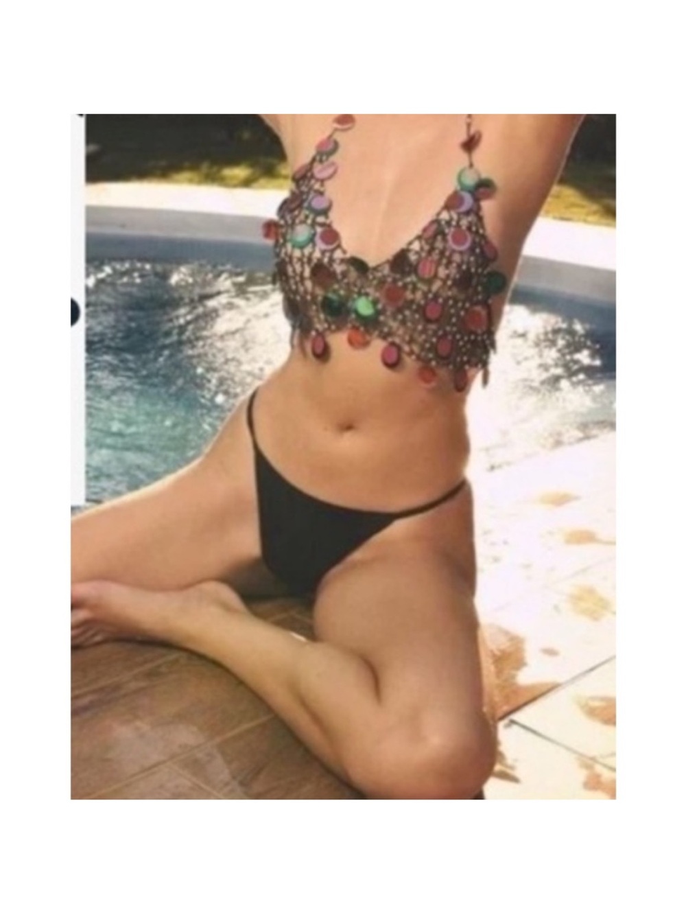 Zara Sequin Mirror Chain Bra Top - Picture 2 of 10